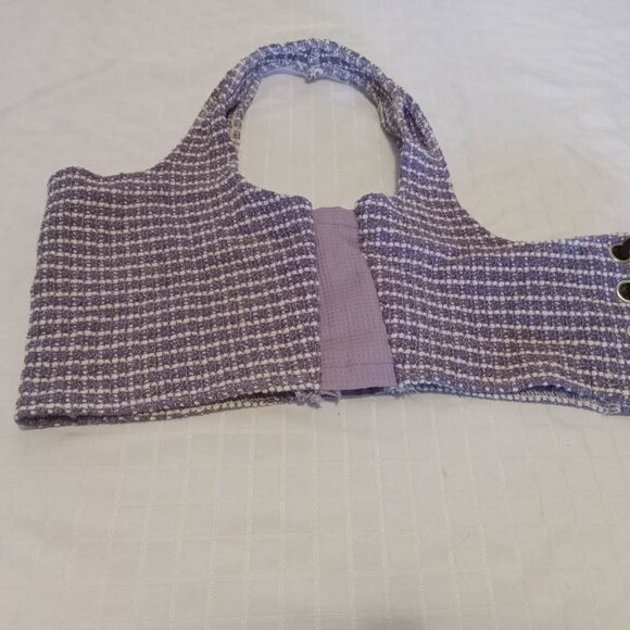 Very pretty redesigned lace-up tank top in polyester and wool, non-stretch - Picture 5 of 7